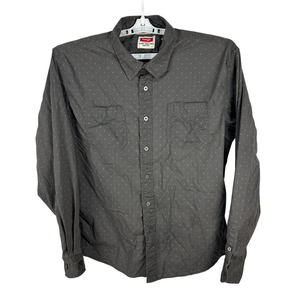 Wrangler Mens Size XL Flex For Comfort Gray Long-Sleeve Button-Up Shirt